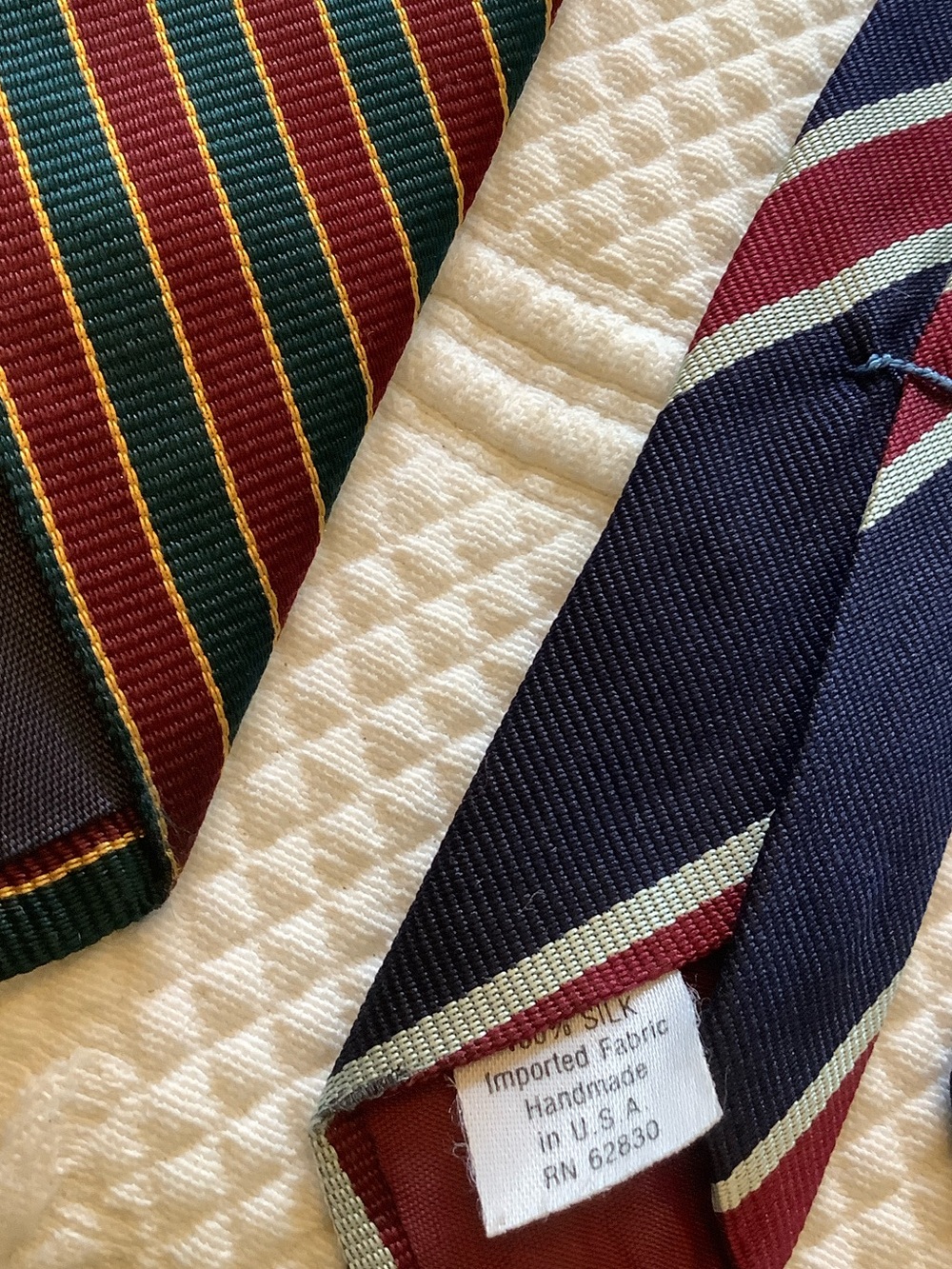 Silk Lands' End Striped Ties in Burgundy, Green & Navy - Picture 8 of 8